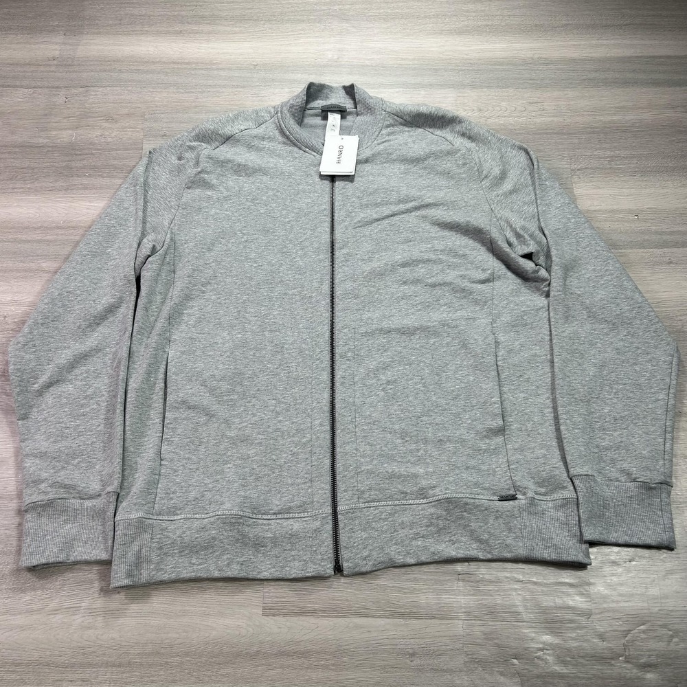 NEW Hanro Sweatshirt Mens XL Gray Leisure Full Zip High Neck Jersey Jacket